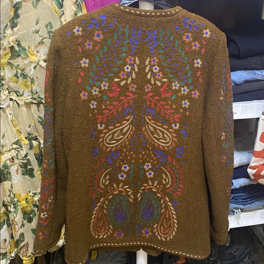 Linea by Louis Dell’Olio Embroidered Jacket with Colorful Patterns Size Medium - Picture 3 of 3